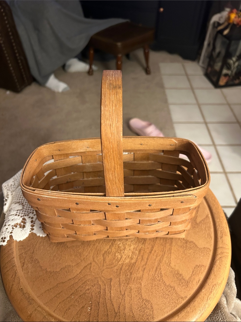 Longaberger Wood Woven  Basket - 9 in by 9 in